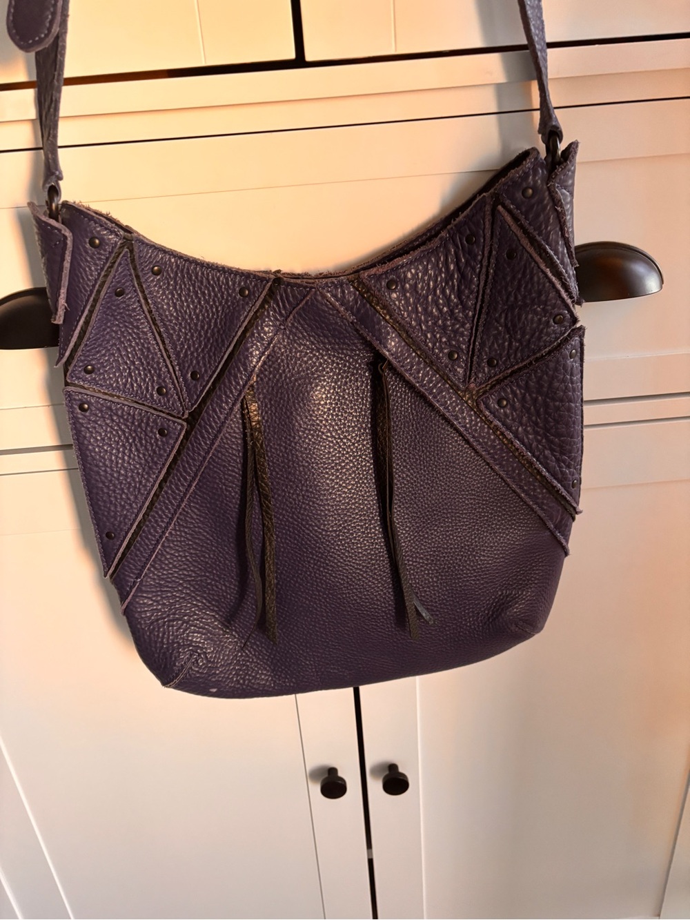 Women’s blue Textured Leather Shoulder Bag